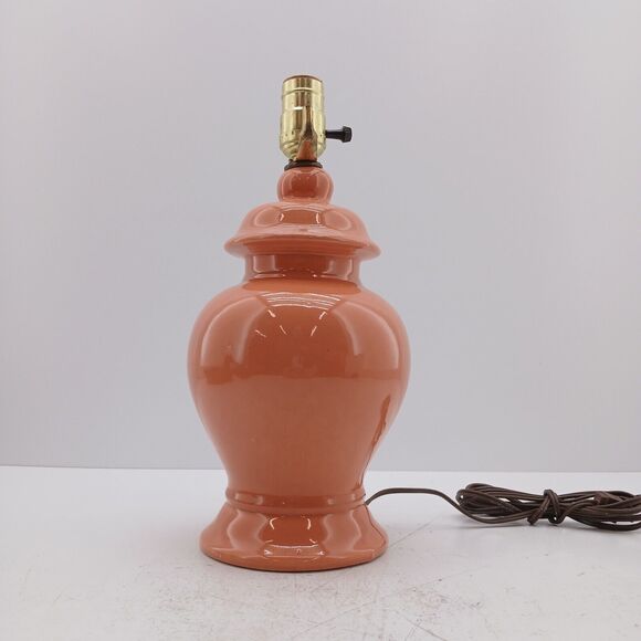 Retro Peach Ginger Jar Glaze Ceramic Pottery Table Lamp Art Deco Pottery - Picture 7 of 14